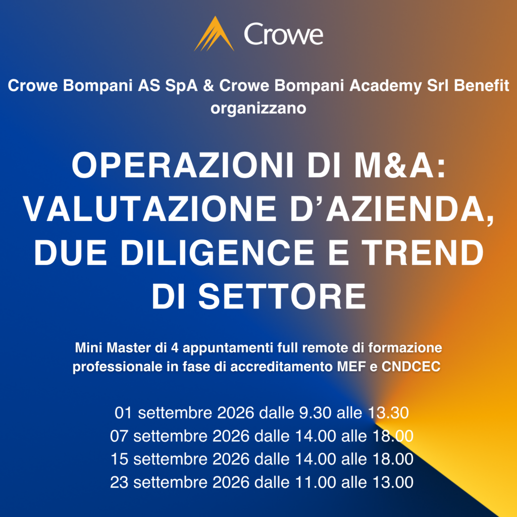 Mini Master operazioni di M&A: valutazione d’azienda, due diligence e trend di settore