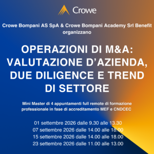 Mini Master operazioni di M&A: valutazione d’azienda, due diligence e trend di settore